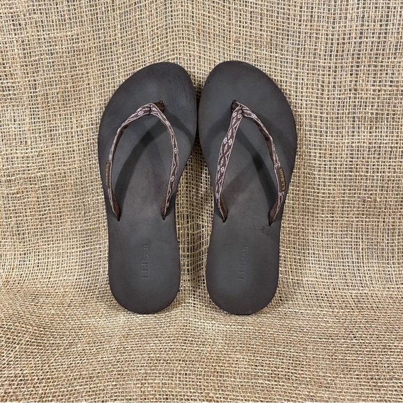 LL Bean Flip Flops Sandals  Thong Slides Brown Size 9 - Picture 9 of 10
